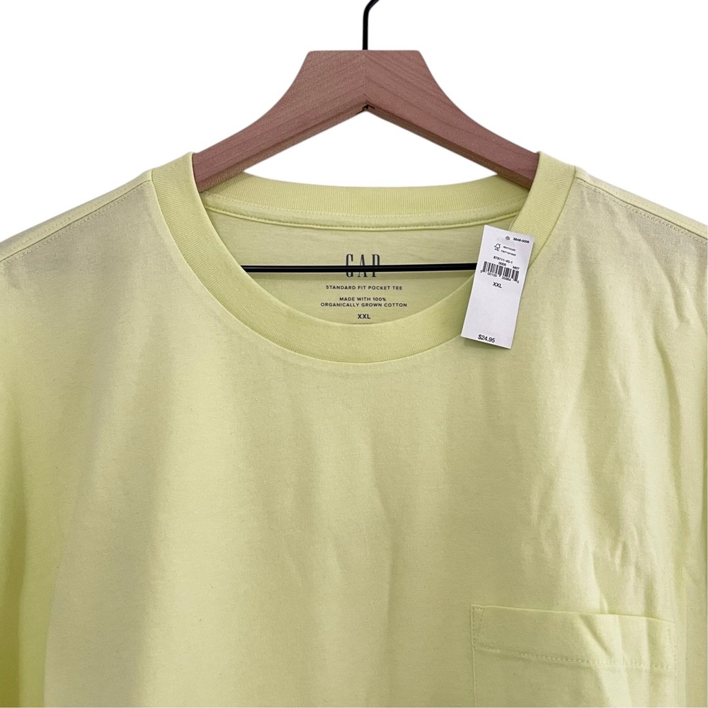 GAP Men's XXL Standard Fit Pocket Tee Organic Cotton Lime NWT Capsule Wardrobe